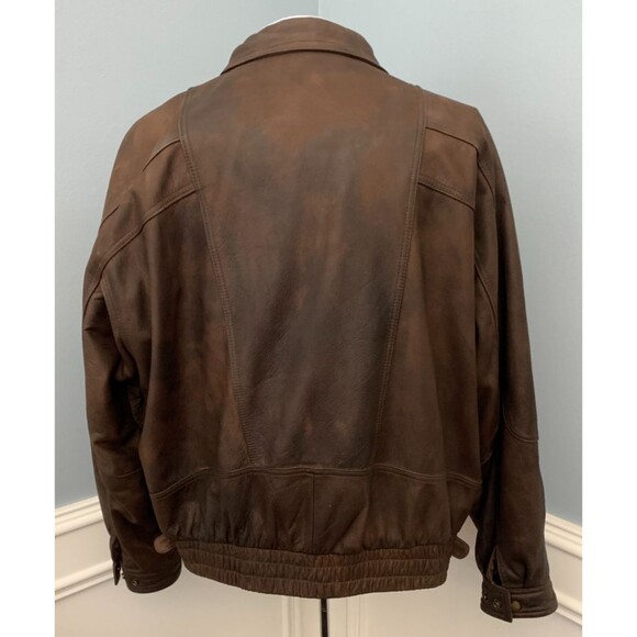 Vintage Georgetown Leather Design Jacket Mens XL Oversized Lined Patina 80s - Picture 3 of 10
